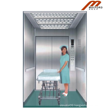 Machine Room Bed Elevator with Hairless Stainless Car Wall